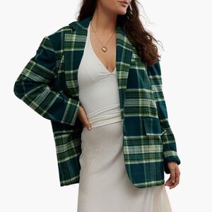 New FREE PEOPLE Reggie Blazer $178 X-LARGE Green OVERSIZED Relaxed LAYERING